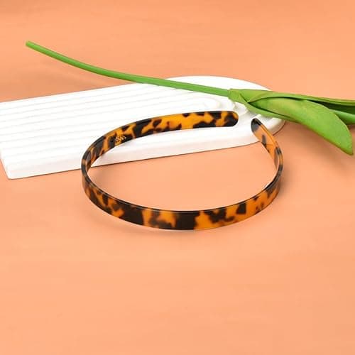Kefley Tortoise Shell Acetate Headband for Women with Teeth Leopard Print Resin Thin Headbands - Vintage Hairband Headpiece thumbnail 2