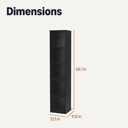 Amazon Basics 5-Cube Bookcase Compatible with Fabric Storage Cube Organizers, Black thumbnail 2