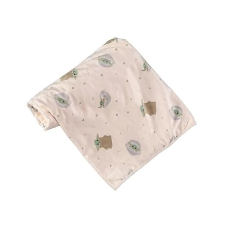 Star Wars Mandalorian Baby Unisex Plush Blanket – Baby Yoda Baby Gifts - Soft Baby Blankets (Off-White/Green, 0-12 Months) - Image 1