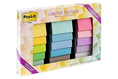 Post-it Super Sticky Notes, Limited Edition Color Collection, 3x3 in, 15 Pads/Pack, 45 Sheets/Pad - Image 1