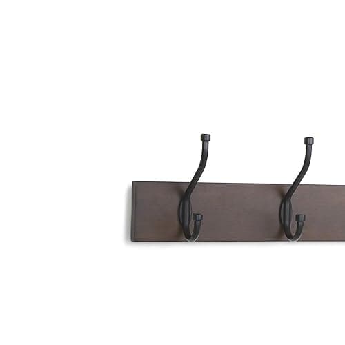 Amazon Basics Wall-Mounted Metal Coat Rack, 5 Hooks, Espresso | Farmhouse, Rectangular thumbnail 4