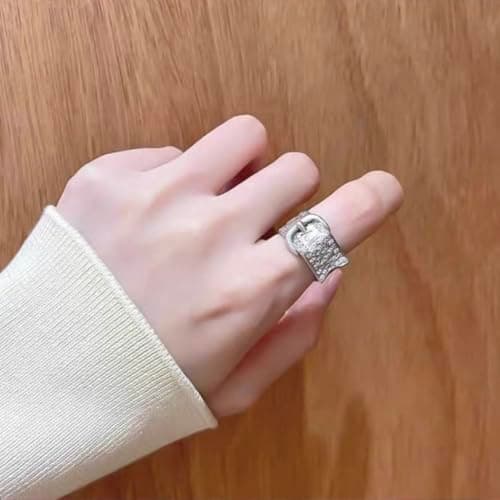 Colorful Belt Buckle Letter Ring of Saturn for Women - Colorful Saturn Rings (Black) thumbnail 3