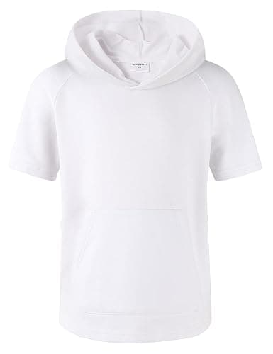 Spring&Gege Boys Light Weight Short Sleeve Hoodie Casual Solid Pullover Hooded T-shirt with Pocket - Image 1