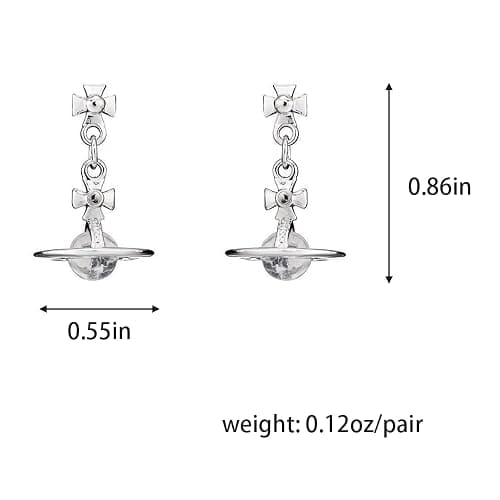 ZHOUMEIWENSP Silver Saturn NANA Earrings Planet Dangle Earrings Space Hypoallergenic Punk Earrings for Women thumbnail 2