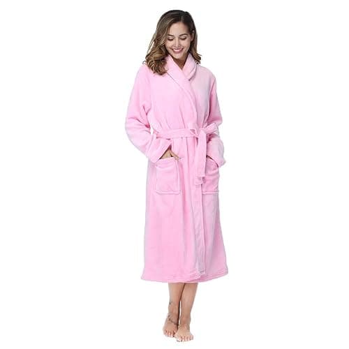 RONGTAI Womens Bathrobe Ladies Fleece Plush Warm Long Robes thumbnail 3