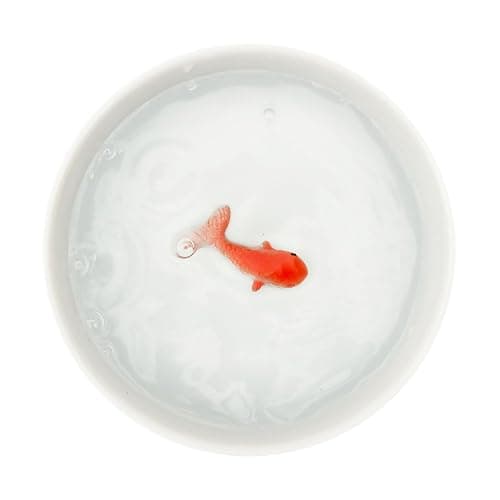 Suck UK Cat Bowls - Fish Bowl - Cat Water Bowl - Funny Animal Accessories - Ceramic Dish - Novelty Pet Supplies - Pets Prank Gift - Animal Owner Gifts - 3D Hand Painted Goldfish - Pet Humor - White thumbnail 3