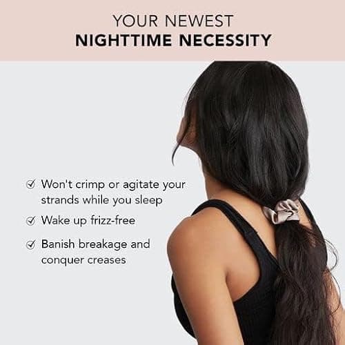 Kitsch Satin Scrunchies for Women - No Crease Hair Ties for Girls | Scrunchies For All Hair Types and Textures, Perfect for Day or Night - 5 Pcs, Cameo - Cameo thumbnail 3