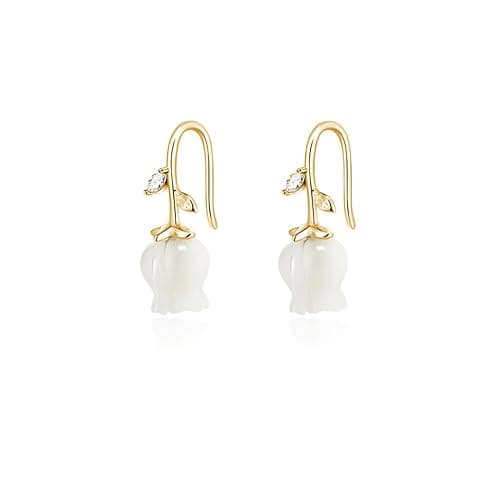 Reffeer Solid 925 Sterling Silver Flower Crawler Cuff Earrings Wraps for Women Teens Flower Wrap Earrings Climber - Image 1