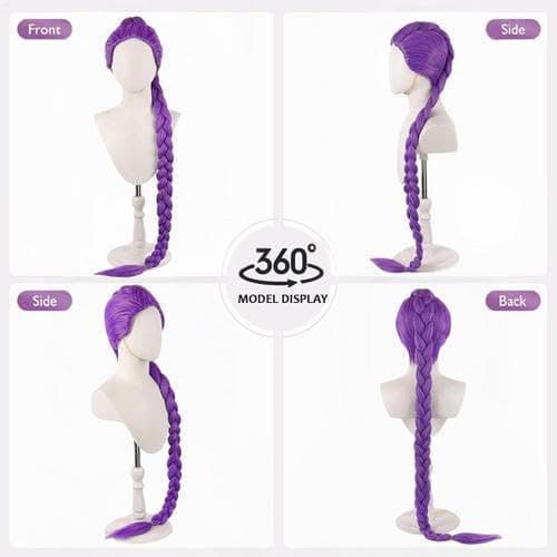Anime Hunters R-umi Wig, Purple Hair Extensions Cosplay Hair, Purple Braiding Hairs Demon Cosplay For Kids & Adults, Adjustable Cap, Realistic Christmas Anime Costume Wig, Fan Collection thumbnail 2