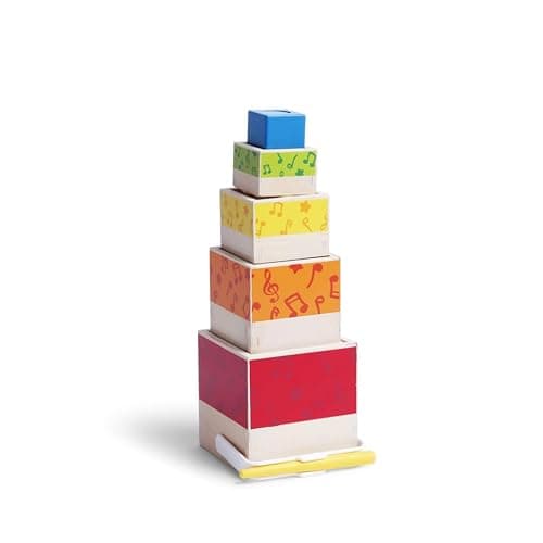 Hape Stacking Music Set | Colorful 6 Piece Musical Box Toy, Wooden Set for Kids 18 Months+ - Image 1