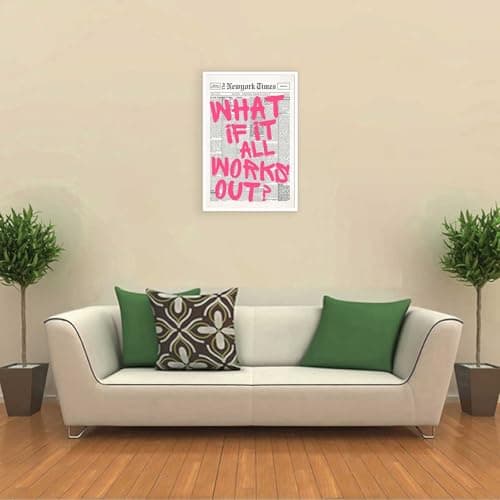 Drimiler Retro Newspaper Pink Font Poster What If It All Works Out Canvas Wall Art Positive Affirming Quote Minimalist Prints Painting For Home Bedroom Dorm Wall Decor 8x12in Unframed thumbnail 7