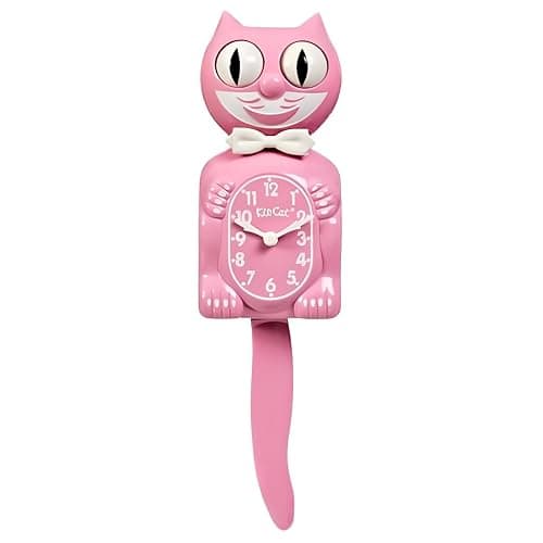 Kit-Cat Klock® Limited Edition Pink Satin kit - Iconic Retro Cat Clock with Moving Eyes and Tail, Battery Operated Wall Clock, Made in USA, Perfect for Home Decor, Mid-Century Modern Clock - Image 1