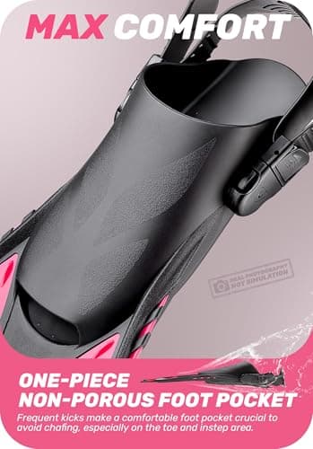 CAPAS Snorkel Fins, Swim Fins Travel Size Short Adjustable for Snorkeling Diving Adult Men Women Kids Open Heel Swimming Flippers thumbnail 5