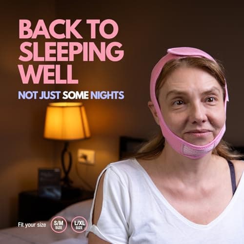 Pidoti Chin Strap CPAP Users, Comfortable CPAP Chin Strap Jaw Support to Keep Mouth Closed Positioning Nasal Breathing for Men and Women Who Breathe Through The Mouth During Sleep (Pink, S-M) thumbnail 2