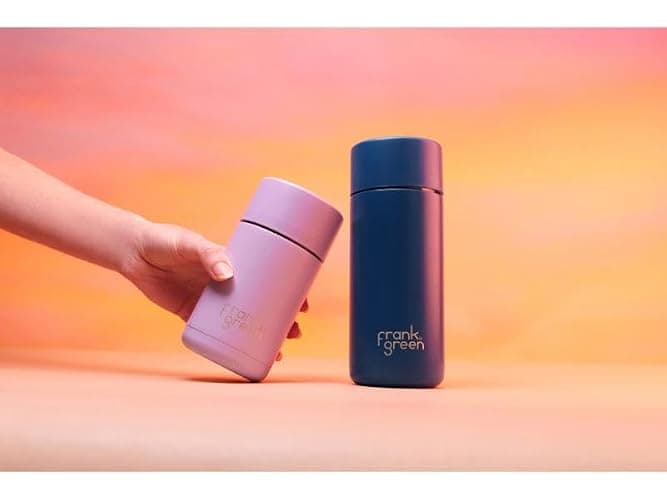 frank green - Ceramic Reusable Cup - Travel Coffee Mug, Stainless Steel Coffee Cup, Insulated Tumbler - Push Button Lid - 16oz - Deep Ocean thumbnail 4