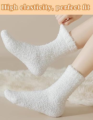 VoJoPi 5 Pairs Fuzzy Socks for Women - Microfiber Super Soft Fluffy Warm Winter Home Bed Cute Sleeping Cozy Socks thumbnail 5