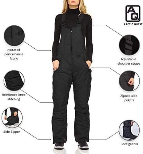 Arctic Quest Womens Ski Snow Bibs Pants Insulated Water Resistant Overalls Snowboarding Winter Waterproof Pants Women thumbnail 5