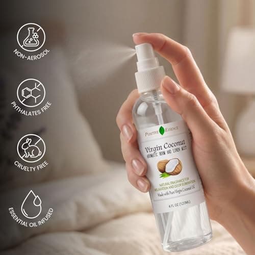 Virgin Coconut Linen and Room Spray, Natural Aromatic Mist Made with Pure Virgin Coconut Oil, Relax Your Body & Mind, Perfect as a Bathroom Air Freshener Odor Eliminator thumbnail 3