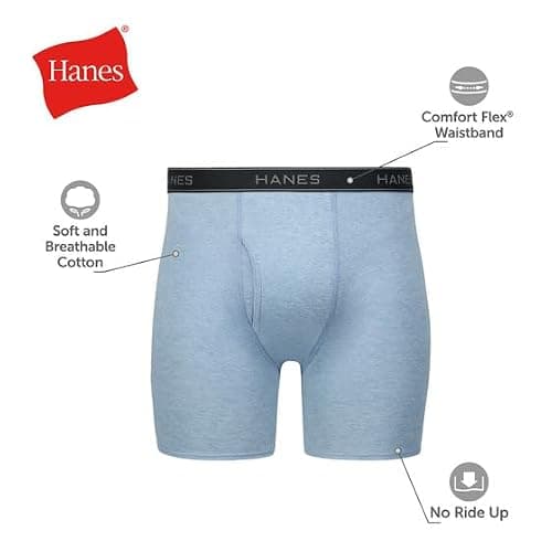 Hanes Men's Underwear Boxer Briefs Pack, Cool & Breathable Cotton Moisture-Wicking Underwear for Men, No Ride Up thumbnail 7
