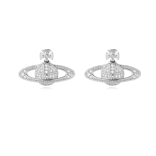 DEYOUM Saturn Planet Earrings Necklace Set for Women Trendy Aesthetic Rhinestone Cubic Zircon Space Saturn Planet Pendant Earrings Necklace Party Holiday Wedding Jewelry Gift Set - Image 1