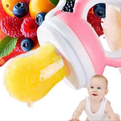 Lola Kids Grignoteuse Bébé - Lot de 2 Tétine Grignoteuses Bébé sans BPA - Inclus 8 Tetines Evolutives - Sucette Fruit en Silicone Alimentaire - Tétine Dentition - Idéal Diversification Alimentaire thumbnail 6