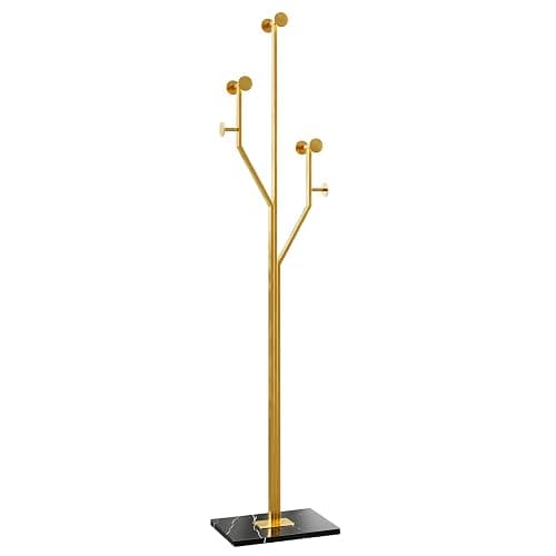 BUZUEY Gold Coat rack,Sturdy coat tree freestanding heavy duty with Marble Base,Metal standing coat rack for Bedroom,Entrance,Modern coat hanger stand for Coats,Hats,Bags(gold) thumbnail 9