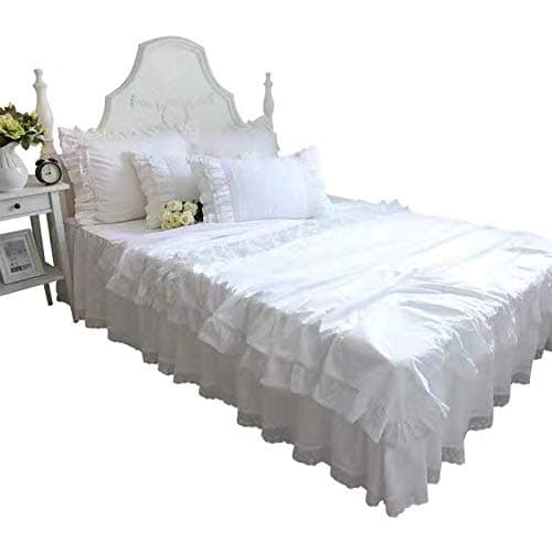 2-Pack White Pillow Shams Shabby Chic Pillowcases with Lace Ruffles Vintage Pillow Covers Cotton Queen Size 20"X30" Luxury Elegant thumbnail 4