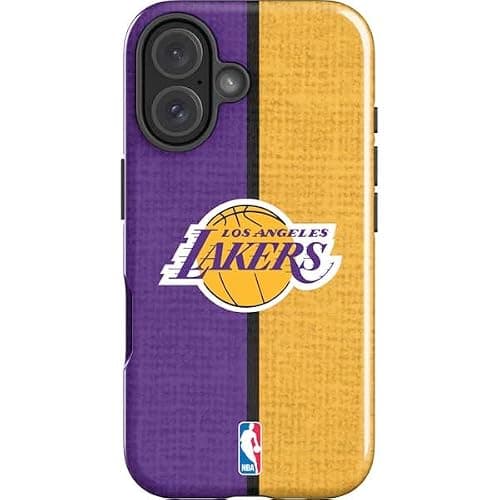 Skinit Impact Phone Case Compatible with iPhone 16 - Officially Licensed NBA Los Angeles Lakers Canvas Design - Image 1