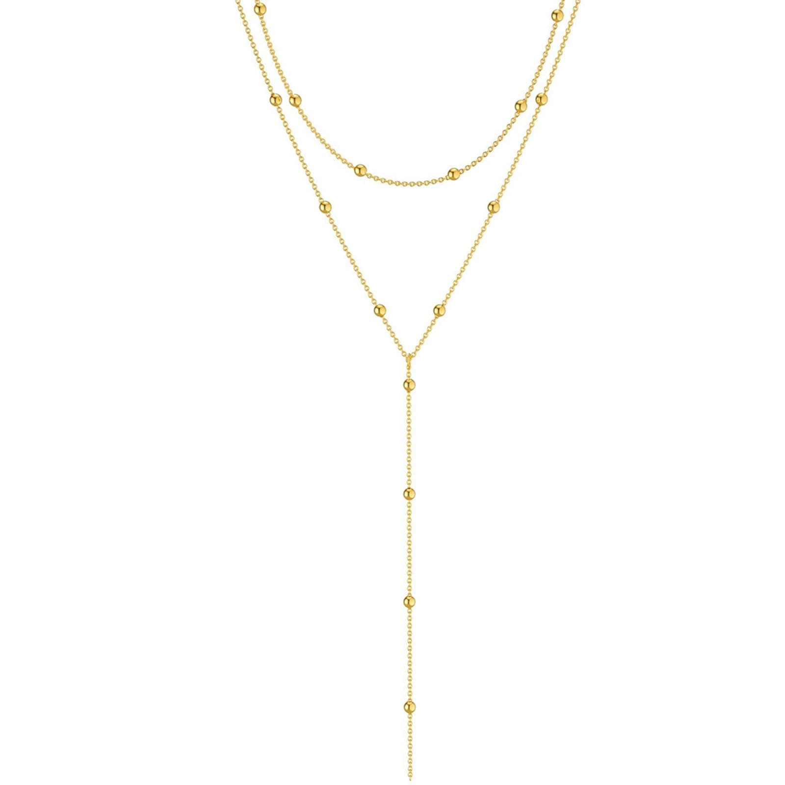 Lange Y-ketting voor vrouwen Multi-rij ketting roestvrij staal in goud, sieraden voor vrouwen, elegante lange ketting voor vrouwen, ketting set, eenvoudige gouden sieraden - Image 1