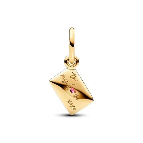 PANDORA Moments Love Letter Envelope Dangle Charm - 14K Gold-Plated Charm with Cubic Zirconia - Jewelry for Women - Includes Gift Box thumbnail 3