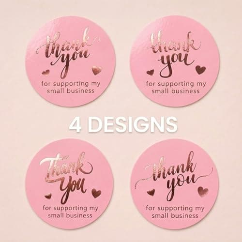 500 Pcs 1.5 Inch Pink and Rose Gold Thank You Stickers for Small Business, Small Business Packaging, Self-Adhesive & Waterproof Stickers with Beautiful Designs, Strong and Durable Envelope Seals thumbnail 2
