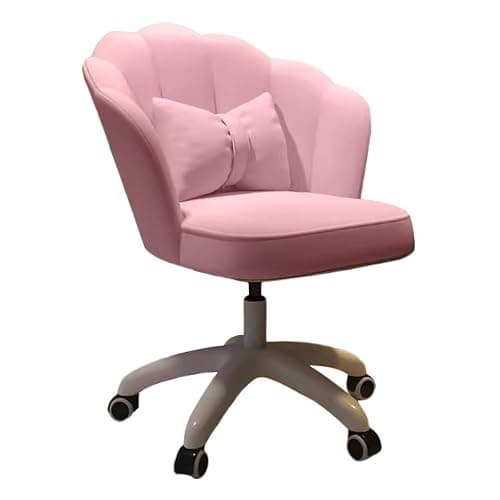 Gaming Chairs Comfortable Swivel Lift Chair Makeup Chair with Bow Pillow, Desk Chair Girls Cute Bedroom Dormitory, Small Single Sofa for Living Room, Balcony (Color : Pink B) - Image 1