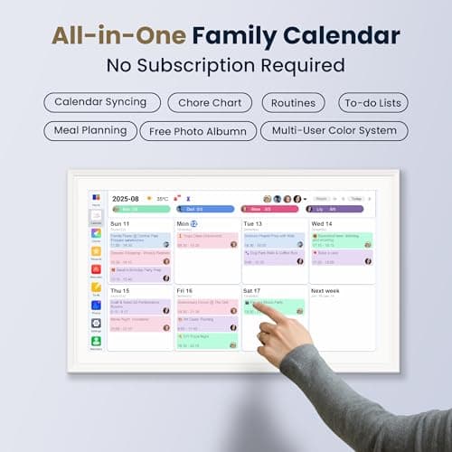 Winnovo 15.6-Inch Smart Digital Calendar & Photo Frame for Family, Wall Planner with Auto-Sync to Apple, Google & Outlook, Touchscreen Display with Chore Chart, To-Do Lists & Meal Planner, White Frame, No Subscription thumbnail 3