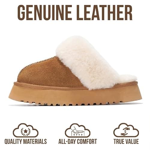 Project Cloud 100% Genuine Leather Slippers for Women Footwear - Memory Foam Clogs and Mules for Women 2025 - Non Slip and Lightweight Fur Slippers (Viki) thumbnail 3