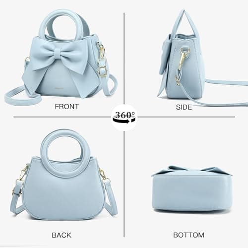 Small Purses for Women Crossbody Bag, Vegan Leather Crossbody Purses and Handbags with Top Carry Handle and Cute Bow Knot(Blue) thumbnail 8