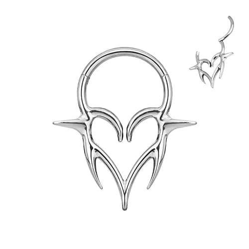 Pierced Owl 16GA ASTM F-136 Implant Grade Titanium Spiked Heart Hinged Segment Clicker Ring thumbnail 6