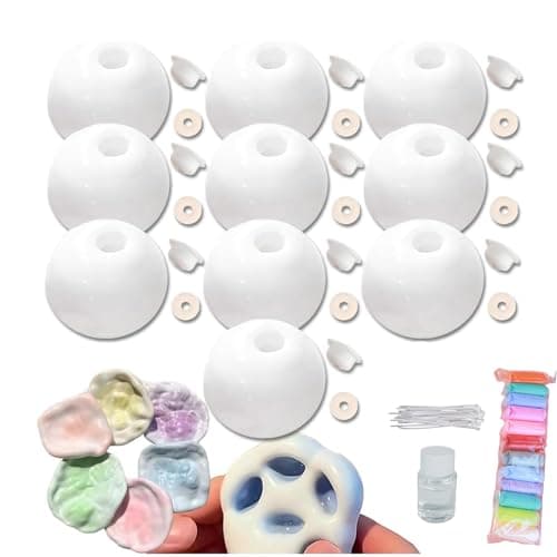 HUTTUP Blank Pressure Ball Skin DIY Kit, DIY Stress Ball Making Kit,with Empty Skin Base, Lid，Glue, Cable Ties (1 Set White) - Image 1