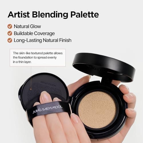 JUNG SAEM MOOL Essential Skin Nuder Cushion | Natural Finish, Buildable Coverage Cushion Foundation by Korean Makeup Artist (Mini, 0.17 Fl Oz), 10W Shell thumbnail 8