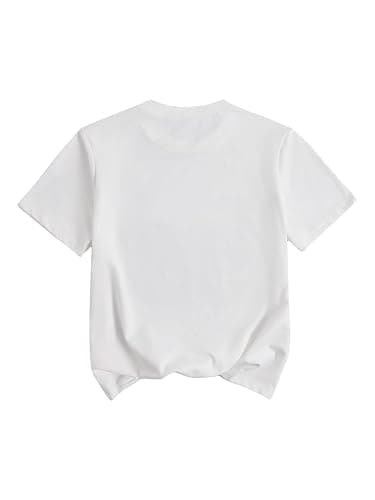SHENHE Girl's Cute Bow Jersey Shirt Graphic Number Print Short Sleeve Crewneck Tee Top thumbnail 2