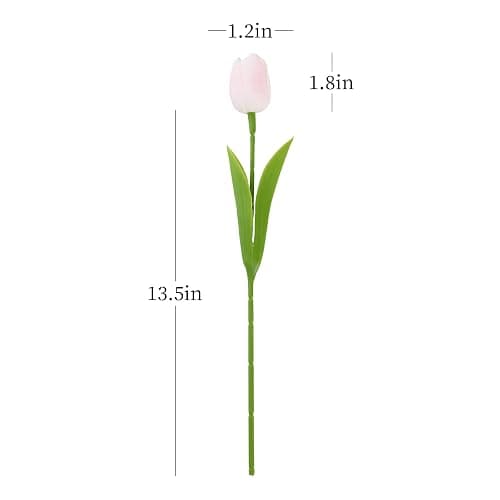 ucky 20 Pcs Light Pink Artificial Tulip Silk Fake Flowers Realistic Touch Spring Summer Fake Flowers for Home Decor Outdoor Garden Parties and Wedding thumbnail 3