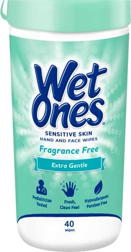 Wet Ones Hand and Face Wipes, Sensitive Skin Wipes | Unscented Wipes, Hand and Face Wipes Sensitive Skin, Wet Ones Sensitive Skin Wipes, 40 ct. Canister thumbnail 2
