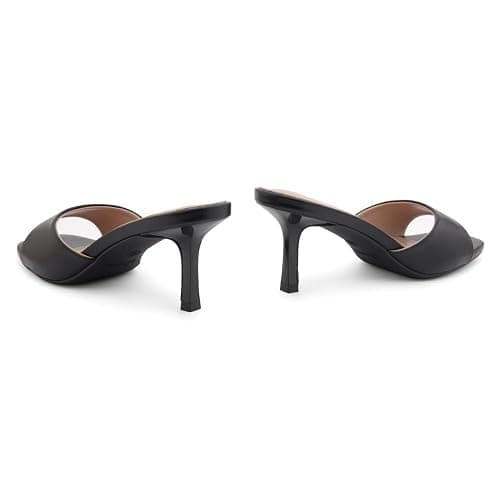 Shoe Land Women's Low Heels Stiletto Heeled Slides, Open Toe One Band Slip-On Heeled Mules – Dressy Heeled Sandals for Prom, Party Wedding and Vacation thumbnail 4