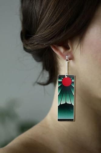 KAERUN 12 Pairs Women's Tanjiro Earrings Anime Demon Slayer Earrings Cosplay Fashion Double-sided Acrylic Alloy Resin Earring for Friends Mother and Daughter Halloween Christmas Birthday Jewelry Gifts thumbnail 7