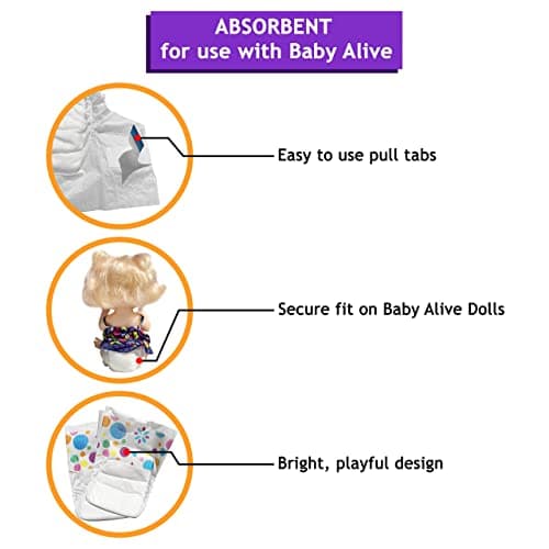 Pail Buddies Baby Doll Diapers Refill Value Pack | Compatible with Baby Alive Dolls 10–14 Inch That Drink & Wet / Poop | Secure Tabs, Absorbent & Kid-Friendly | Doll Accessories | 32 Count thumbnail 5