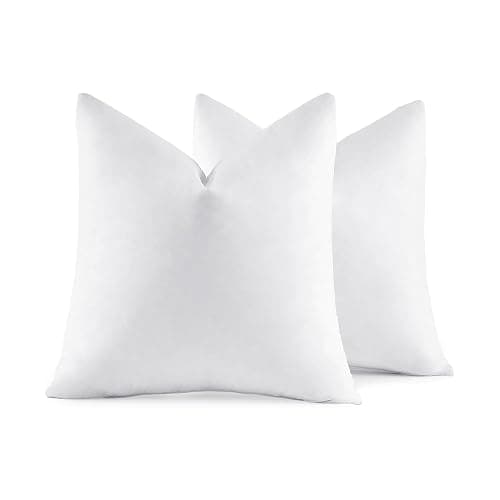 MIULEE 22x22 Pillow Inserts,Set of 2 Down Feather Throw Pillows for Couch Sofa Bed, Decorative Fluffy Throw Pillow Inserts Cotton Fabric,White - Image 1