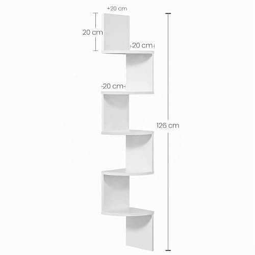 VASAGLE Eckregal, Wandregal 5 Ebenen, Schweberegal für Bücher | Bücherregal, Pflanzenregal für Schlafzimmer, Wohnzimmer, Küche, Homeoffice, Wolkenweiss, CUSTOS Kollektion LBC20WT thumbnail 3