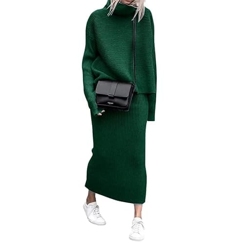 Chouyatou Ribbed Knit Sweater Skirt Set