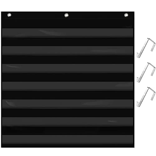 Daily Schedule Pocket Chart, Class Schedule with 7 Clear Pockets Plus 3 Over Door Hangers for Classroom Home School Schedule Organization & Time Management-Fits 3.5” Sentence Strips & Word Cards - Image 1