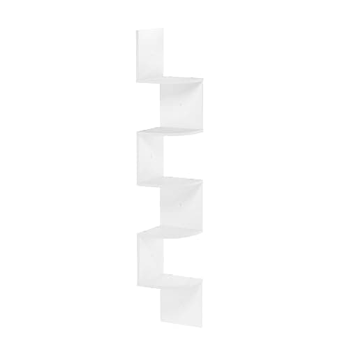 Furinno Rossi 5-Tier Wall Mount Floating Radial Corner Shelf, White - Image 1