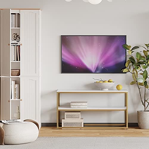 Function Home TV Stand for TVs up to 50 Inch, 3 Tier Entertainment Center, Modern TV Cabinet with Marble Top and Gold Metal Base, 42" Media Console Table with Storage for Living Room Bedroom - 42" Gold thumbnail 9